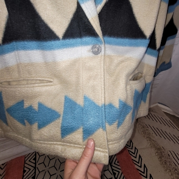 VICKI WAYNE SOUTHWEST FLEECE CARDIGAN JACKET, SZ LARGE PETITE - Picture 5 of 14